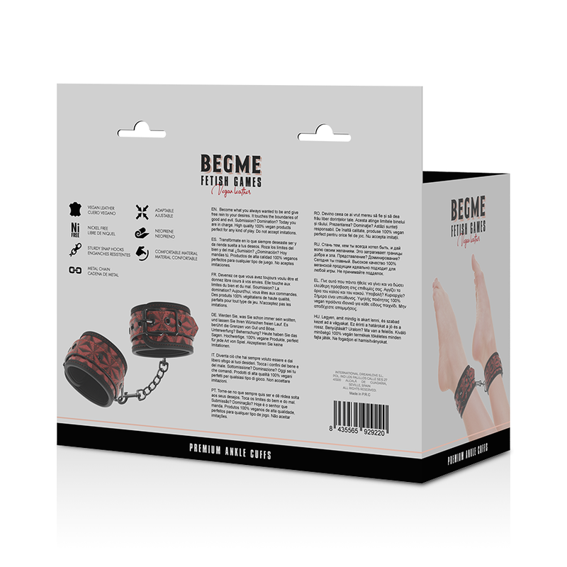 BEGME - MENOTTES DE CHEVILLE ÉDITION ROUGE PREMIUM AVEC DOUBLURE EN NÉOPRÈNE
