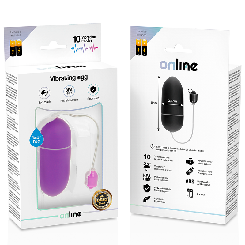 EN LÍNEA - HUEVO VIBRADOR IMPERMEABLE MORADO