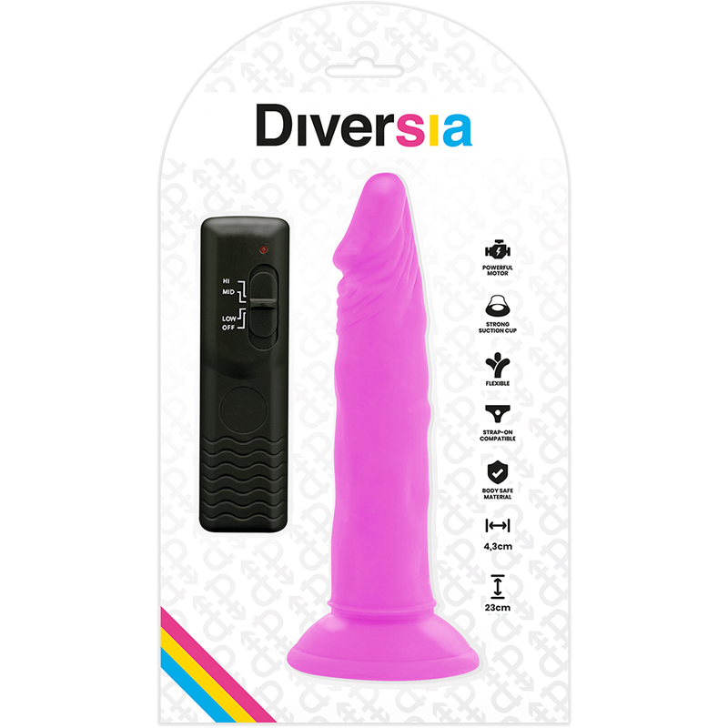 DIVERSIA - GODEMICHET VIBRANT FLEXIBLE VIOLET 23 CM -O- 4.3 CM