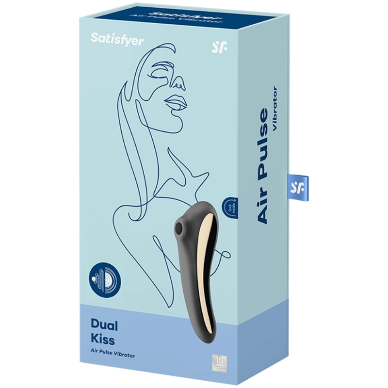 SATISFYER - VIBRADOR DUAL KISS CON PULSACIONES DE AIRE NEGRO