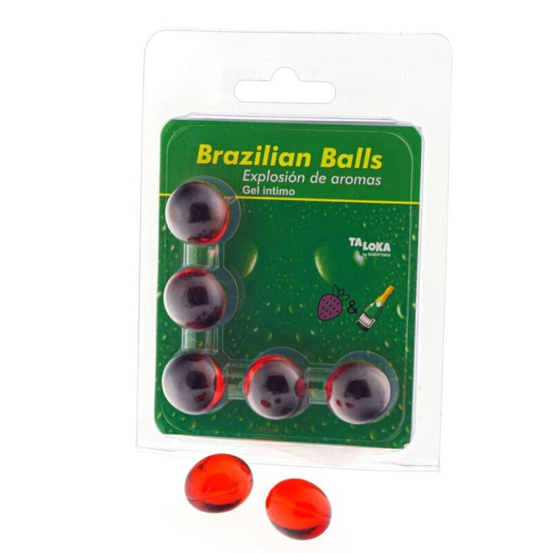 TALOKA - 5 BOULES BRÉSILIENNES FRAISES & CHAMPAGNE GEL INTIME