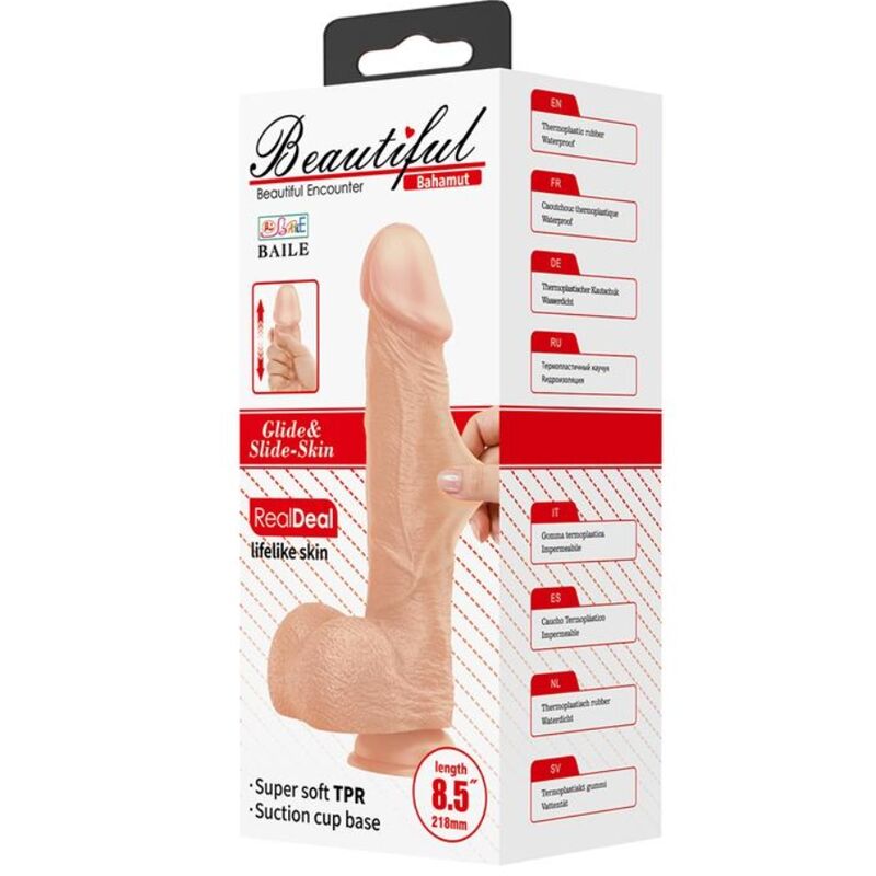 BAILE - BELLE RENCONTRE BAHAMUT GODEMICHET RÉALISTE ET FLEXIBLE 21.8 CM NATUREL