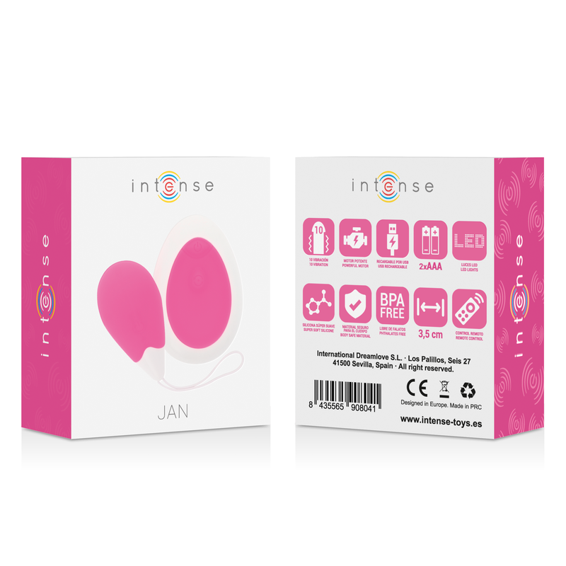 INTENSE - VIBRADOR TIPO HUEVO CON CONTROL REMOTO ROSA