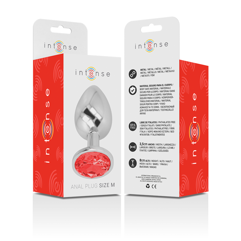 INTENSE - ANAL PLUG DE METAL CON CRISTAL ROJO TALLA M