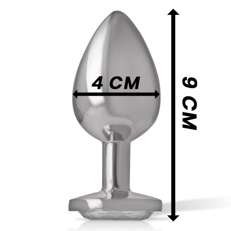 INTENSE - PLUG ANAL EN MÉTAL D'ALUMINIUM AVEC CRISTAL ARGENTÉ TAILLE L