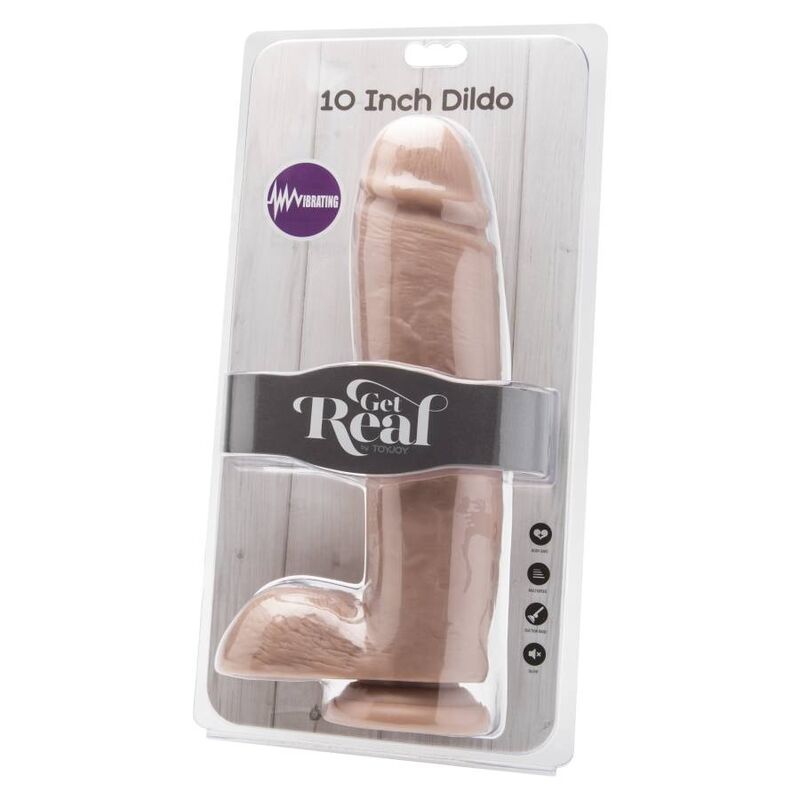 GET REAL - GODEMICHET 25,5 CM AVEC BOULES VIBRATEUR TEINT
