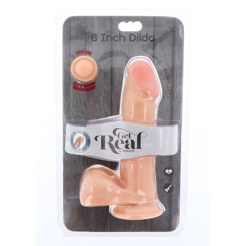 SOIS RÉALISTE - GODE DOUBLE DENSITÉ 18 CM AVEC TESTICULES ET TEXTURE PEAU