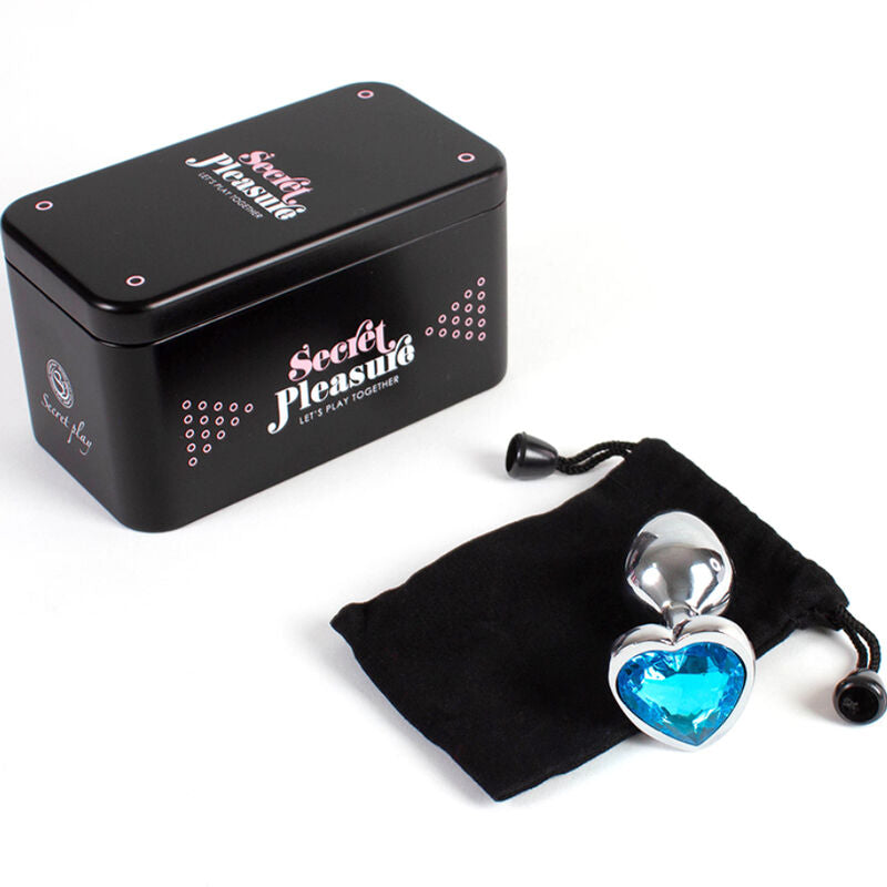SECRETPLAY - PLUG ANAL MÉTALLIQUE CŒUR BLEU PETITE TAILLE 7 CM