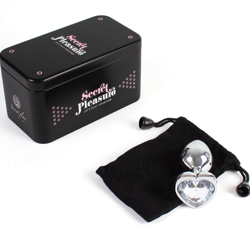 SECRETPLAY - PLUG ANAL MÉTALLIQUE CŒUR CRISTAL TRANSPARENT PETITE TAILLE 7 CM
