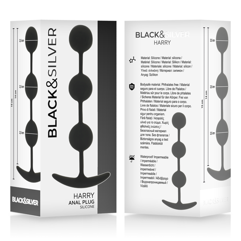 NOIR&ARGENT - CHAPELET HARRY ANAL 3 SPHÈRES SILICONE 14 CM