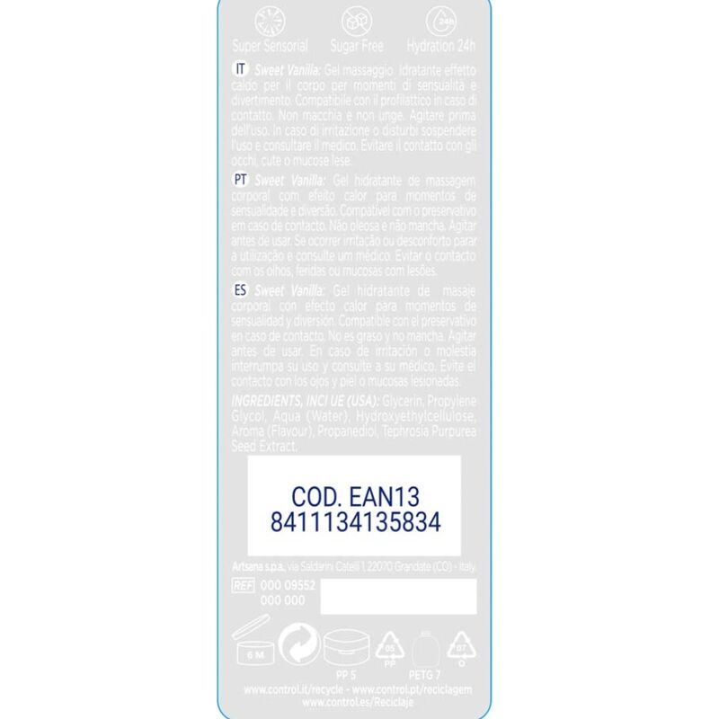 CONTROL - HUILE DE MASSAGE ET LUBRIFIANT 2 EN 1 DOUCEUR DE MADAGASCAR 200 ML