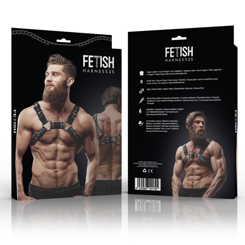 ACTITUD SUMISA FETICHE - ARNÉS DE PECHO TIPO BULLDOG AJUSTABLE PARA HOMBRE EN ECOCUERO