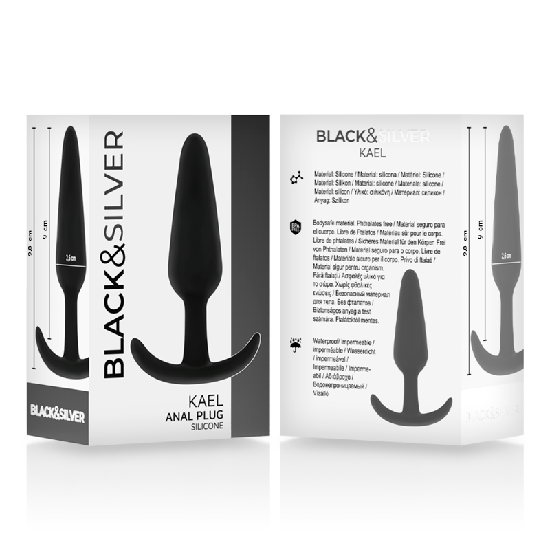 BLACK&SILVER - PLUG ANAL EN SILICONE KAEL AVEC MANCHE MOYEN