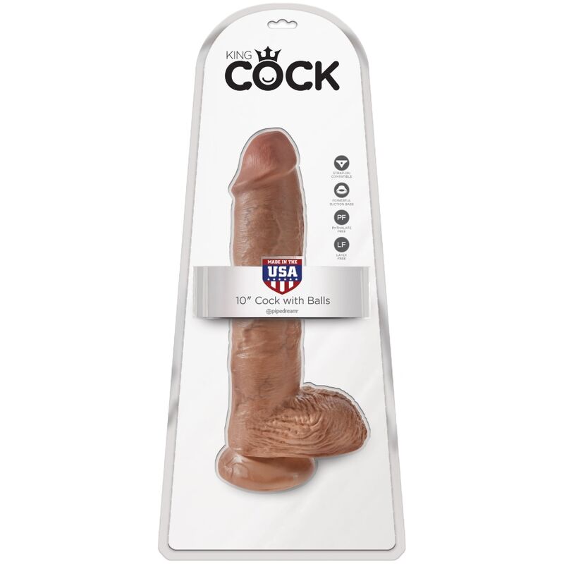 KING COCK - PÉNIS RÉALISTE AVEC TESTICULES 19,8 CM CARAMEL