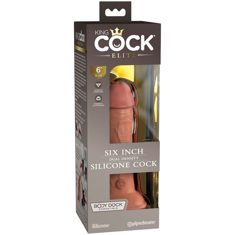 KING COCK - GODEMICHET EN SILICONE HYPER RÉALISTE 15,2 CM CARAMEL