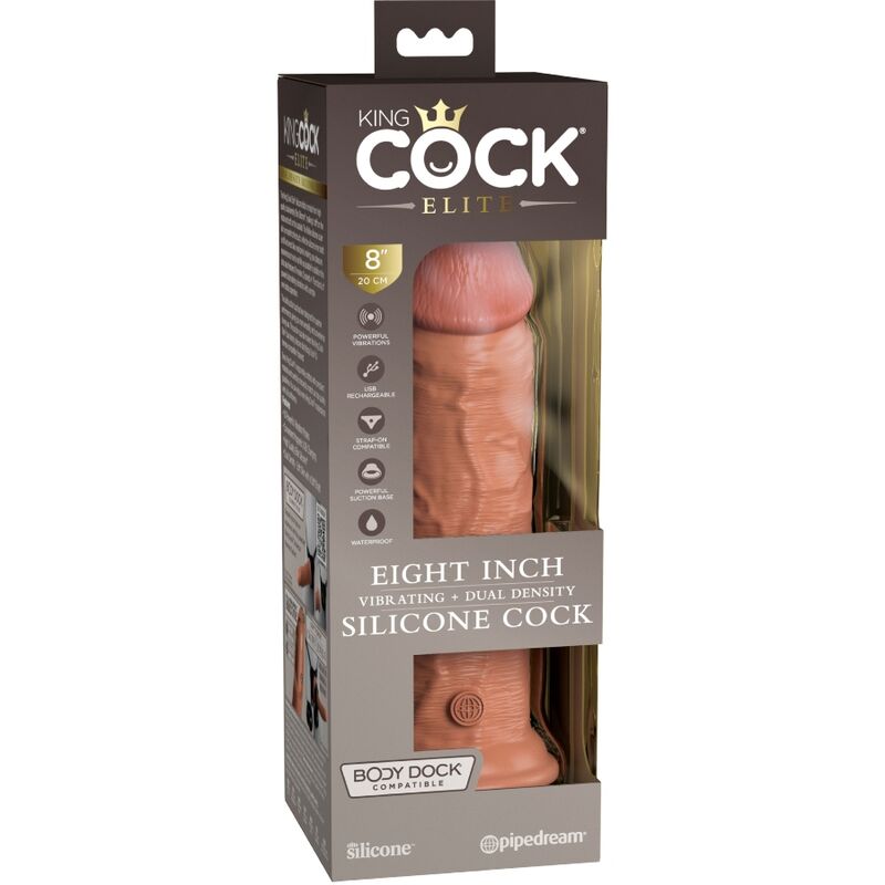 KING COCK - VIBROMASSEUR RÉALISTE ÉLITE EN SILICONE 20,3 CM CARAMEL