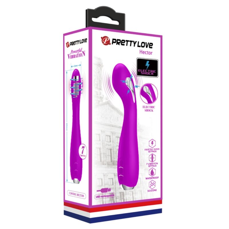PRETTY LOVE - VIBRADOR DE ELECTROCHOQUE RECARGABLE HECTOR IMPERMEABLE MORADO