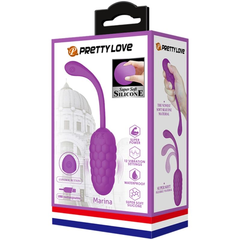 PRETTY LOVE - HUEVO VIBRADOR CON TEXTURA MARINA PÚRPURA RECARGABLE