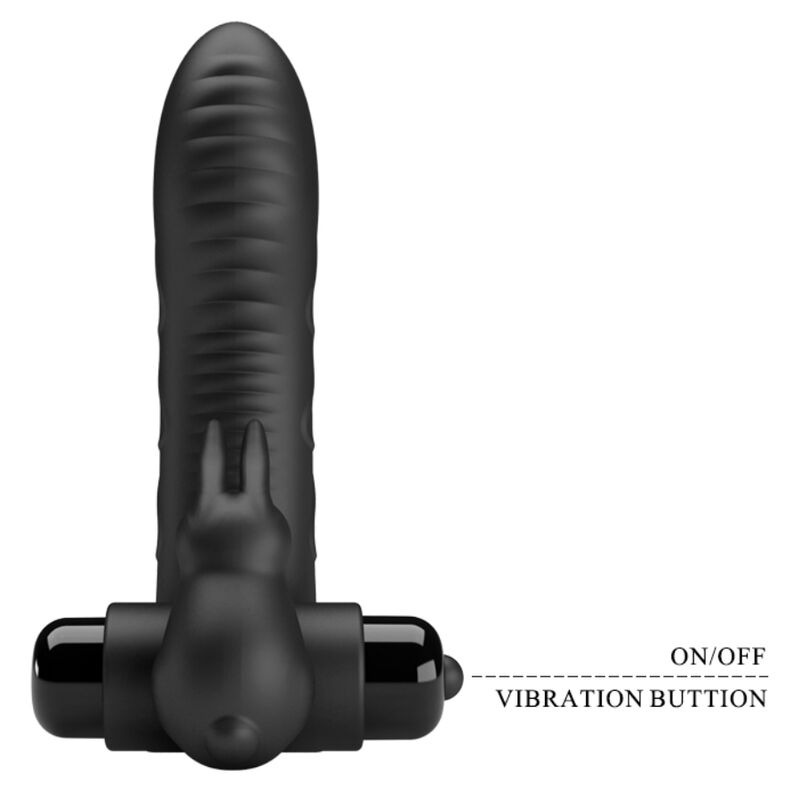 PRETTY LOVE - VIBRADOR VANCE BLACK RABBIT CON FUNDA PARA DEDO