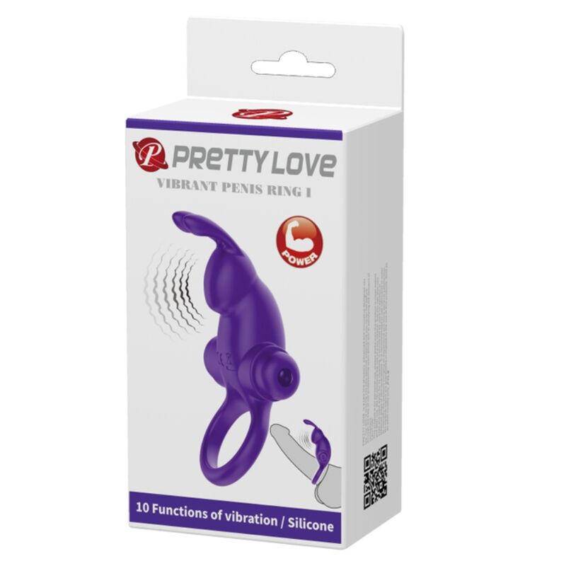 PRETTY LOVE - ANILLO VIBRADOR Y CONEJO PARA PENE MORADO