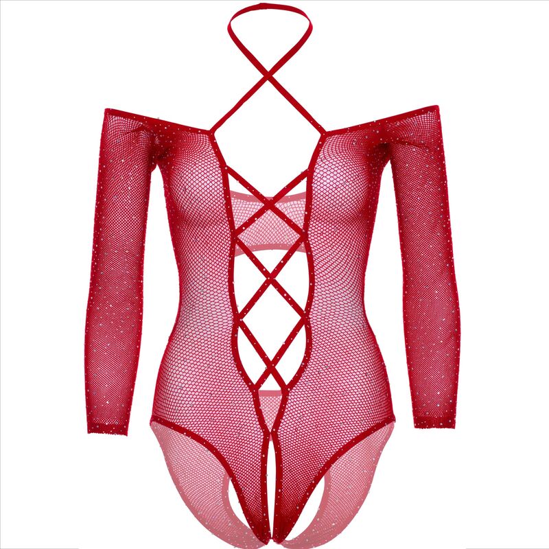 LEG AVENUE - BODY OUVERT ROUGE BRILLANT