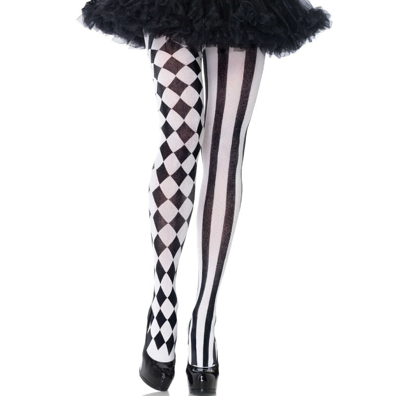 LEG AVENUE - COLLANT ARLEQUIN NOIR/BLANC