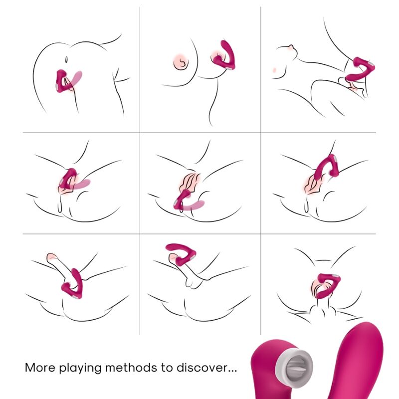 ARMONY - BESO SECRETO LAMIDOR DE CLÍTORIS VIBRADOR Y VIBRADOR CURVO FUCSIA