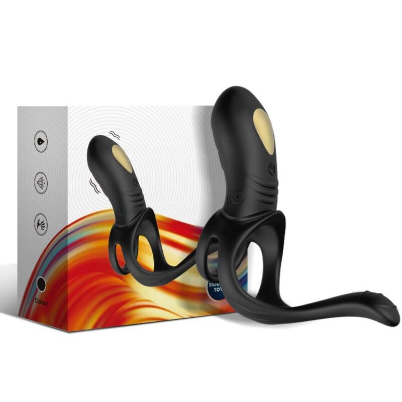 ARMONY - ANILLO VIBRADOR DOBLE JOY PARA PAREJAS Y PLUG ANAL CON CONTROL REMOTO NEGRO