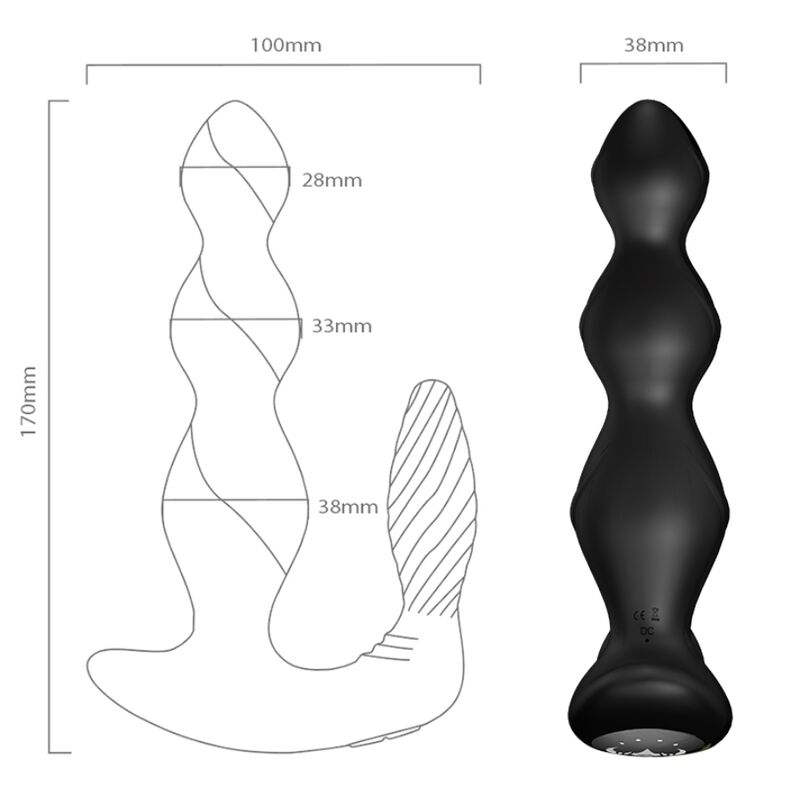 ARMONY - VIBREUR ET STIMULATEUR ANAL AVEC TÉLÉCOMMANDE NOIR