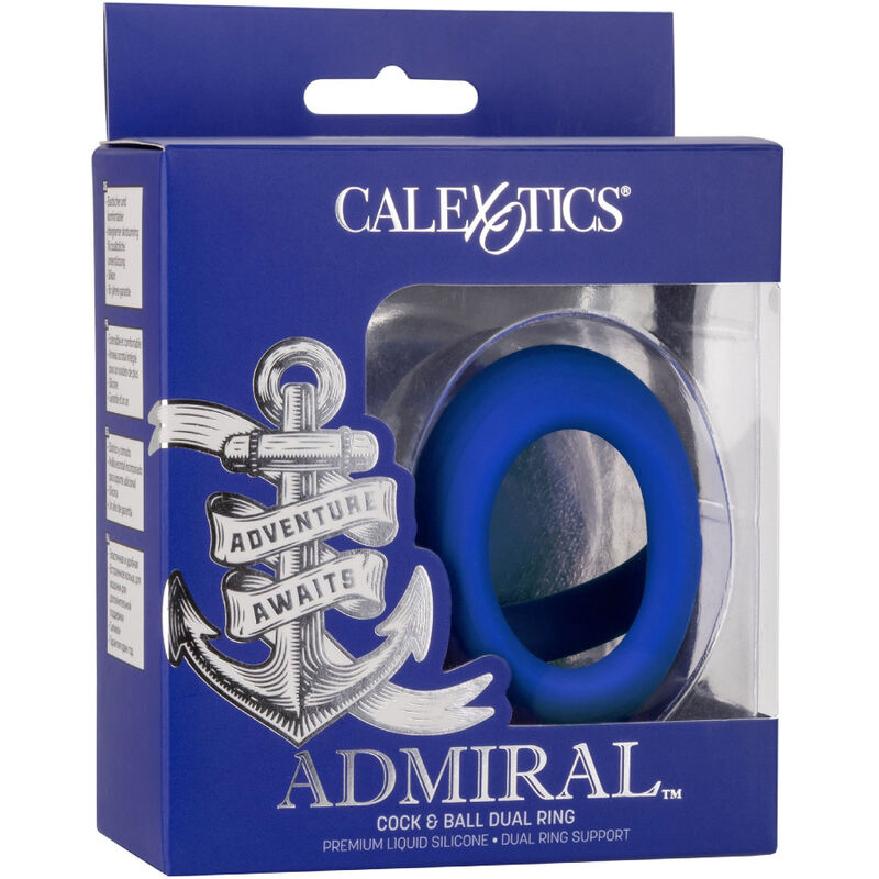 CALEXOTICS - ANNEAU DOUBLE POUR PÉNIS ET TESTICULES ADMIRAL BLEU