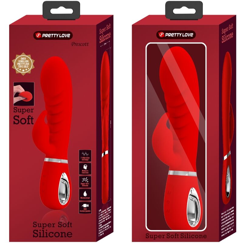 PRETTY LOVE - VIBRADOR MULTIFUNCIÓN PARA PUNTO G PRESCOTT ROJO