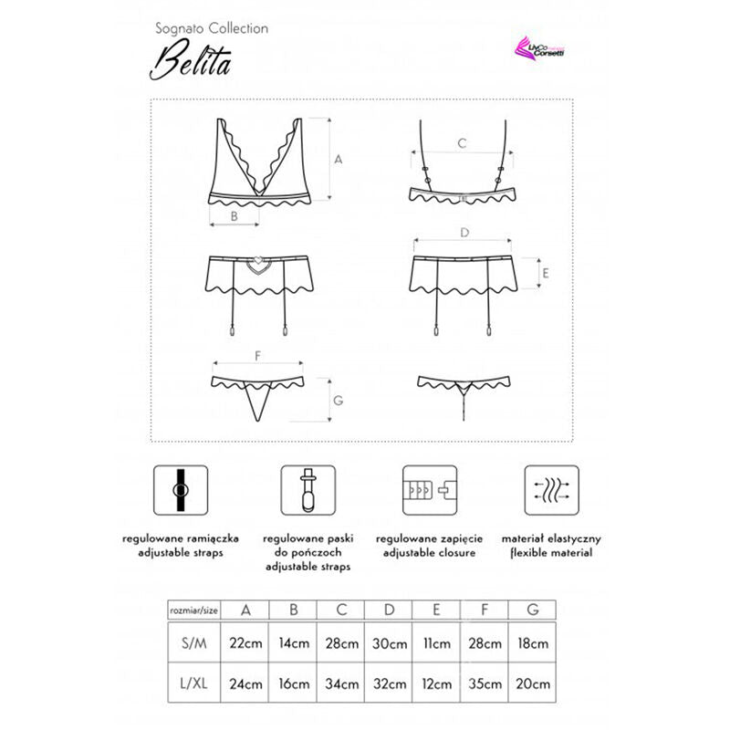 LIVCO CORSETTI FASHION - BELITA LC 90231 BRA + PANTY + GARTER BELT