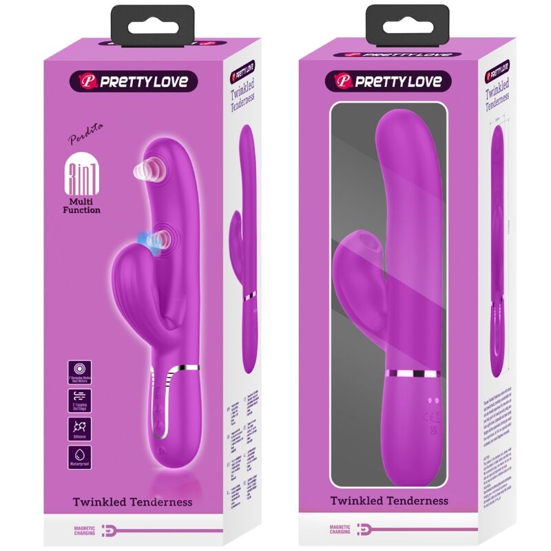 PRETTY LOVE - VIBRADOR MULTIFUNCIÓN 3 EN 1 PARA PUNTO G PERLITA VIOLETA