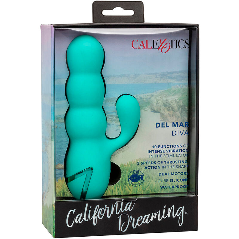 CALEXOTICS - VIBRADOR CONEJO DEL MAR DIVA COLOR AQUA GREEN DE CALIFORNIA DREAMING