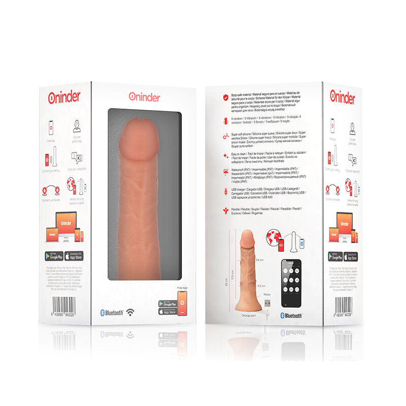 ONINDER - VIBREUR GAINÉ BOGOTÁ 9 VITESSES NATUREL 20 CM -Ø- 4,2 CM - APPLICATION GRATUITE