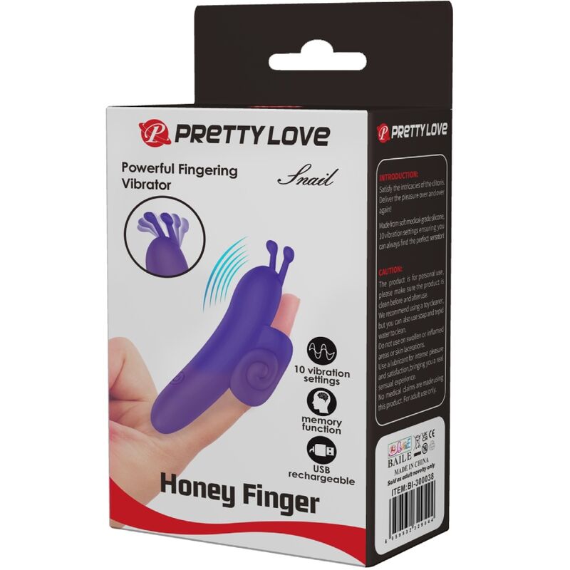 PRETTY LOVE - ESTIMULADOR DE DEDO SNAIL POWERFUL PÚRPURA