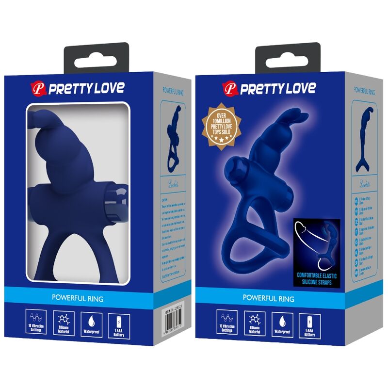 PRETTY LOVE - ANNEAU VIBRANT DOUBLE LUCHITO RABBIT BLEU