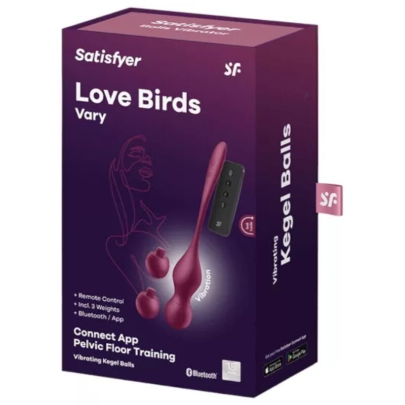 SATISFYER - LOVE BIRDS VARY BOULES VIBRANTES APPLICATION GRATUITE ROUGE VIN