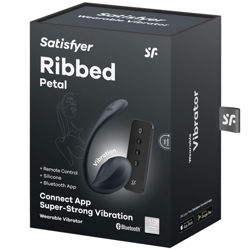 SATISFYER - ESTIMULADOR DEL PUNTO G RIBBED PETAL CON CONTROL REMOTO NEGRO APP GRATUITA