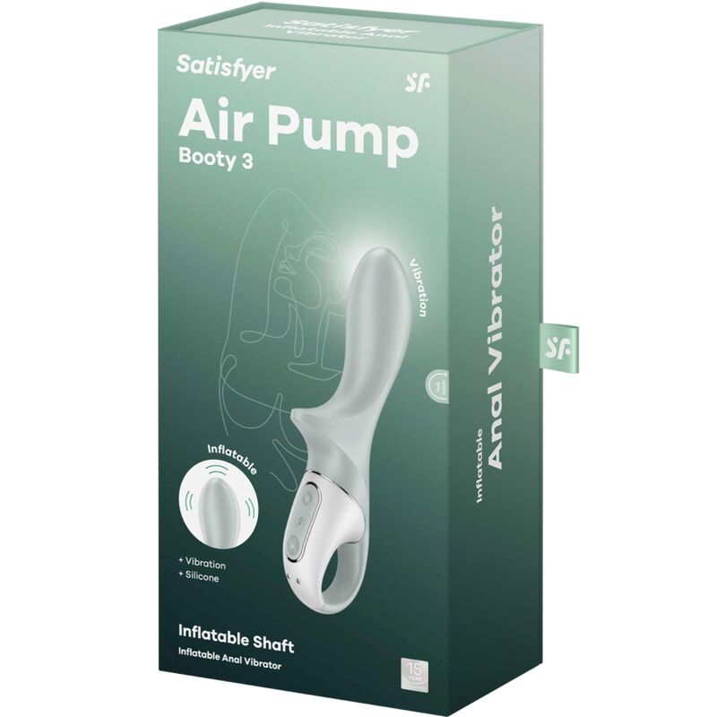 SATISFYER - AIR PUMP BOOTY 3 VIBREUR ANAL GONFLABLE GRIS-VERT