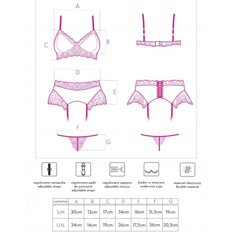 LIVCO CORSETTI FASHION - NAHIR LC 20214 BRA + PANTY + GARTER BELT