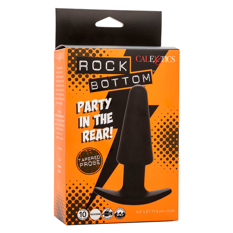 CALEXOTICS - ROCK BOTTOM TAPÓN ANAL CÓNICO 10 VIBRACIONES SILICONA NEGRO