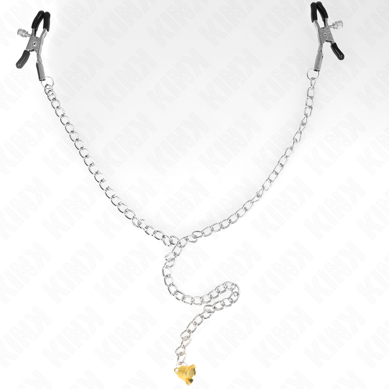 KINK - PINCES À TÉTONS AVEC CHAÎNE ET PENDENTIF CORNE 30 CM
