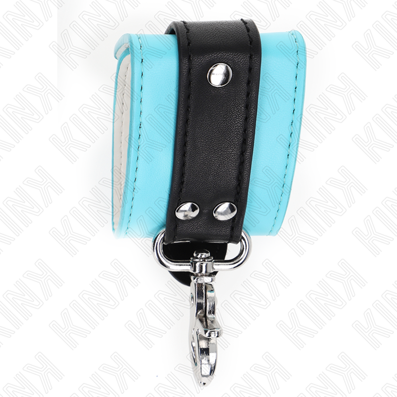 KINK - MENOTTES DE POIGNET VERROUILLABLES PREMIUM NOIR / BLEU AJUSTABLES 21-28 CM X 5.5 CM