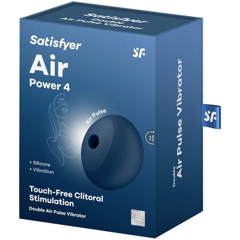 SATISFYER - ESTIMULADOR Y VIBRADOR AIR POWER 4, 12 VIBRACIONES, AZUL