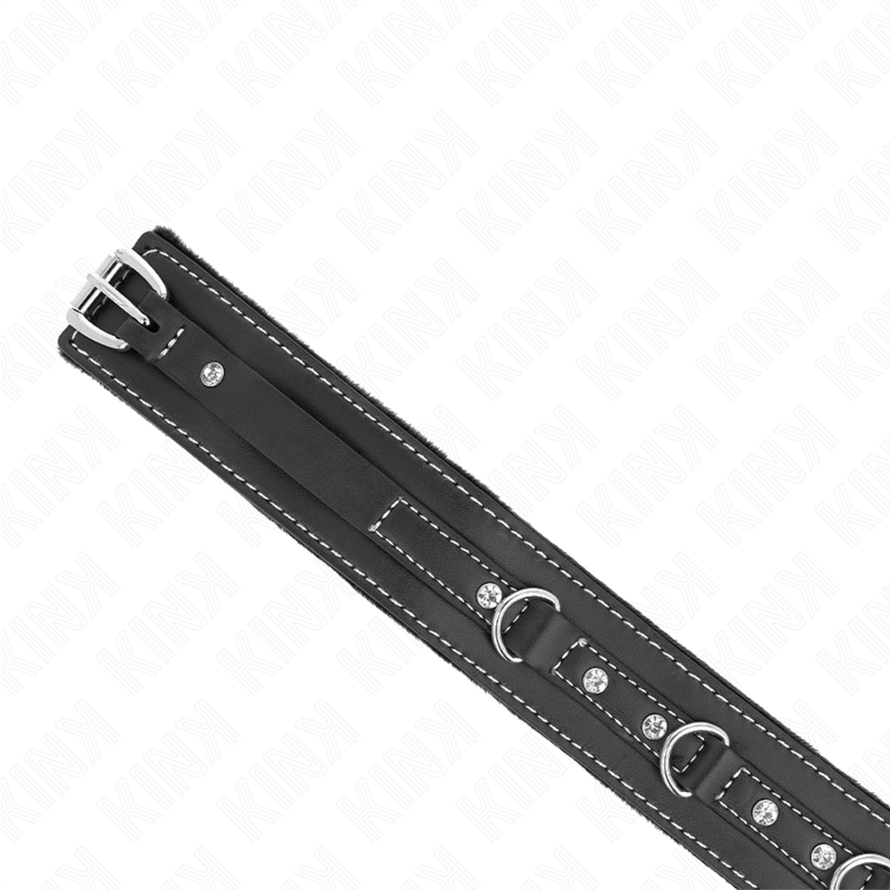 KINK - COLLAR DE CUERO PVC CON CINTURÓN DE 105 CM Y REMACHE DE ESTRÁS 41.5 X 4 CM
