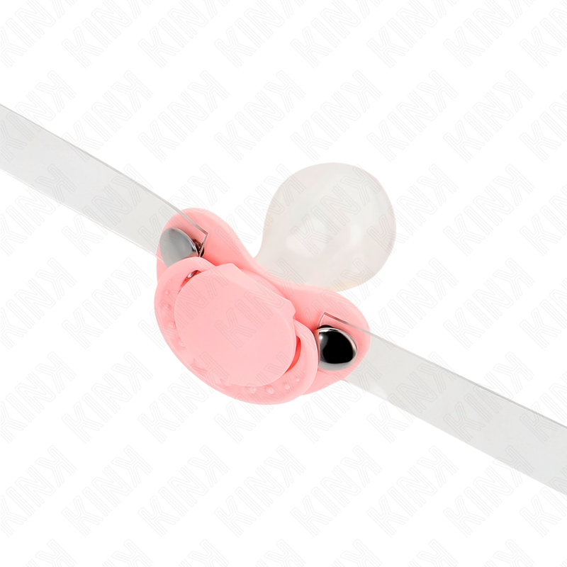 KINK - MORDAZA EN FORMA DE CHUPETE ROSA 5.5 x 4 CM AJUSTABLE 43-60 CM