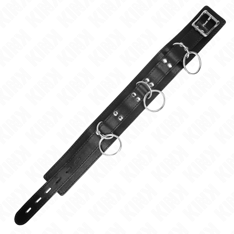 KINK - Collier d'esclavage 3 anneaux avec lanière 80 cm 53 x 5 cm
