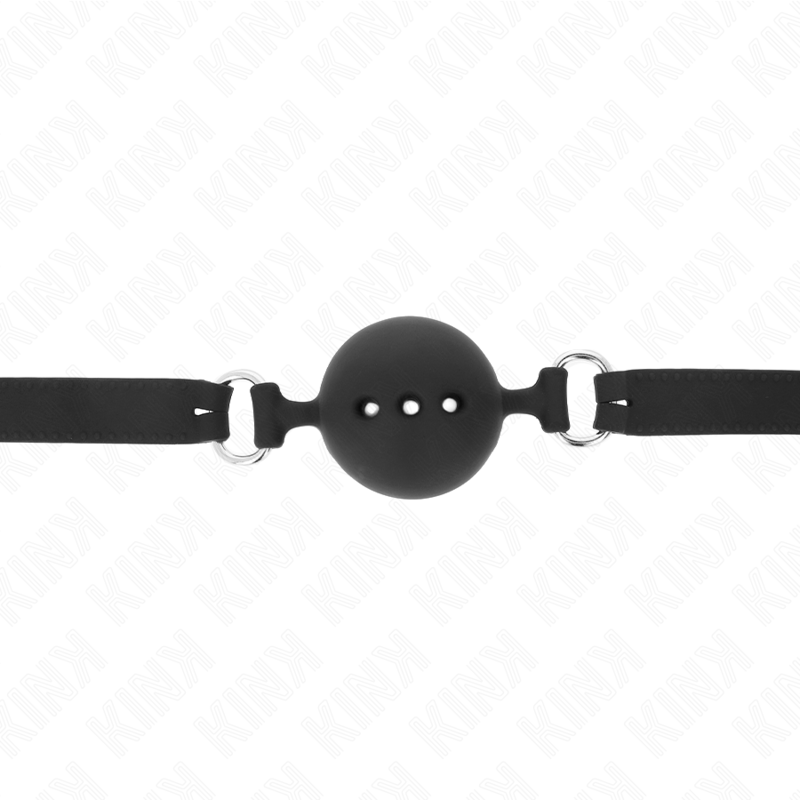 KINK - BÂILLON EN SILICONE INTÉGRAL 55 x 2 CM AVEC BOULE DE 4,5 CM TAILLE M NOIR RÉGLABLE 35-51 CM