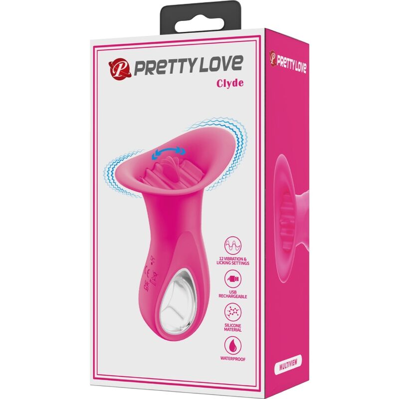 PRETTY LOVE - VIBRADOR ORAL CLYDE LENGUA VIBRANTE 12 VIBRACIONES ROSA